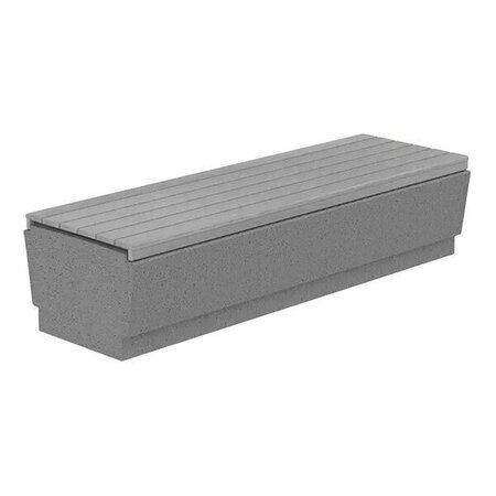 WAUSAU TILE Our Town 6' Concrete Bench with Recycled Plastic Lumber Slats - 72'' x 24'' x 18'' 676WS901